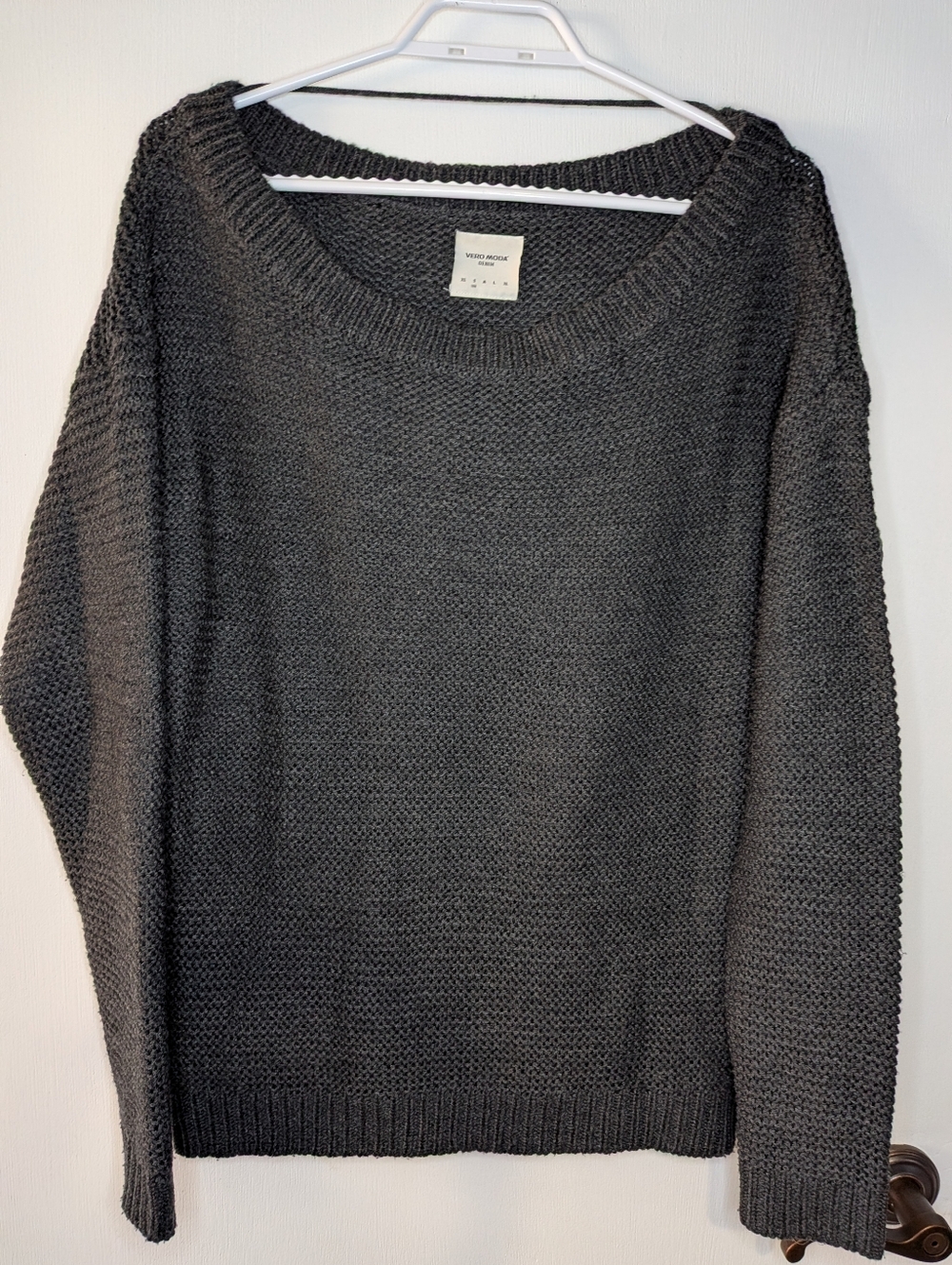 Off Shoulder Knit Sweater in Charcoal Gray